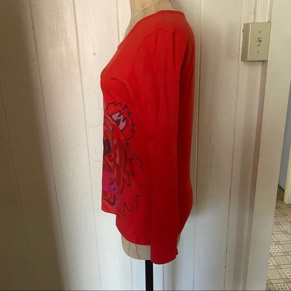 KENZO Girls sz 16A XL Red Long Sleeve Tshirt Tiger - Picture 2 of 8